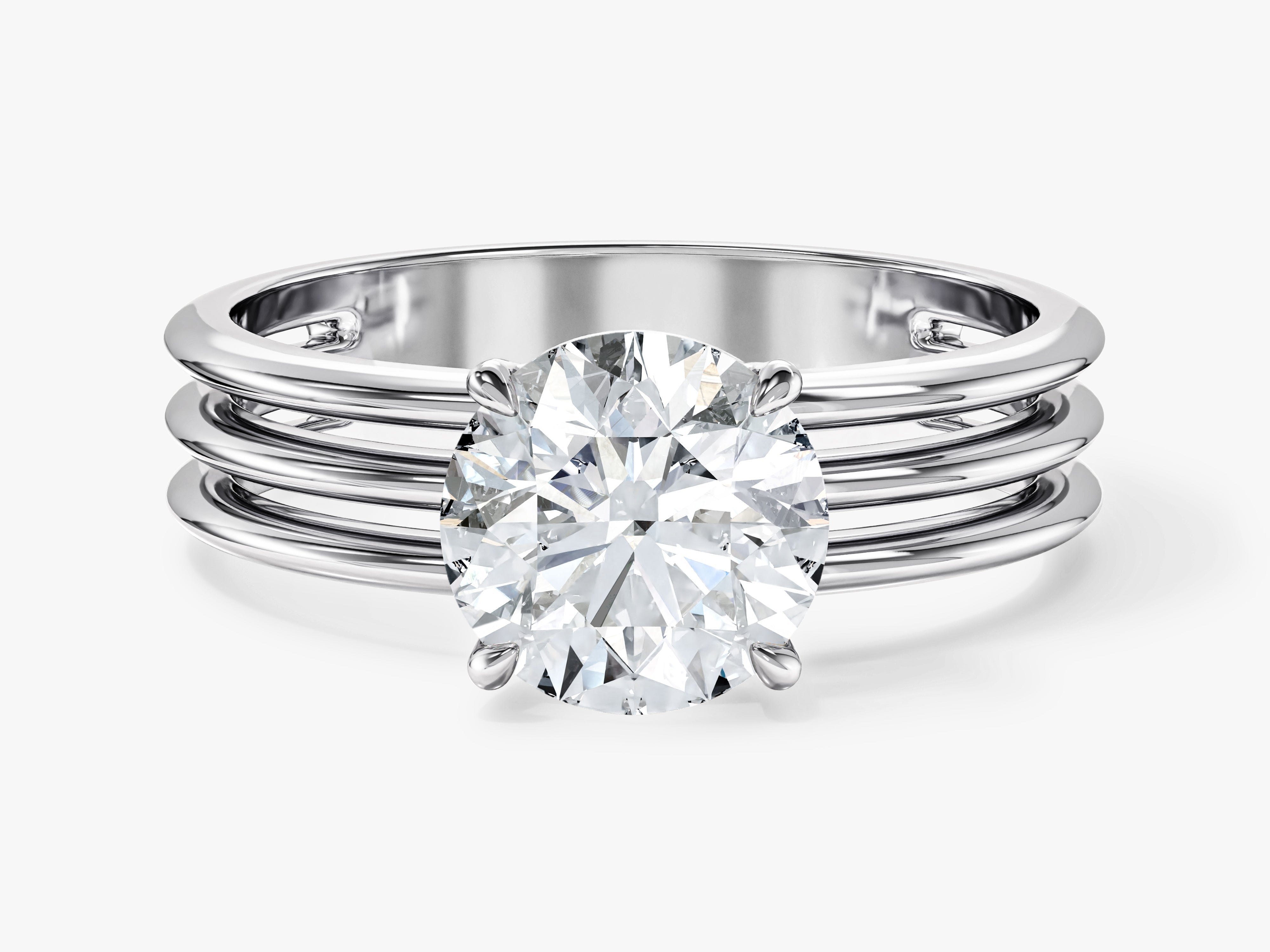 Triple Band Moissanite Engagement Ring