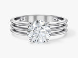 Triple Band Natural Diamond Engagement Ring