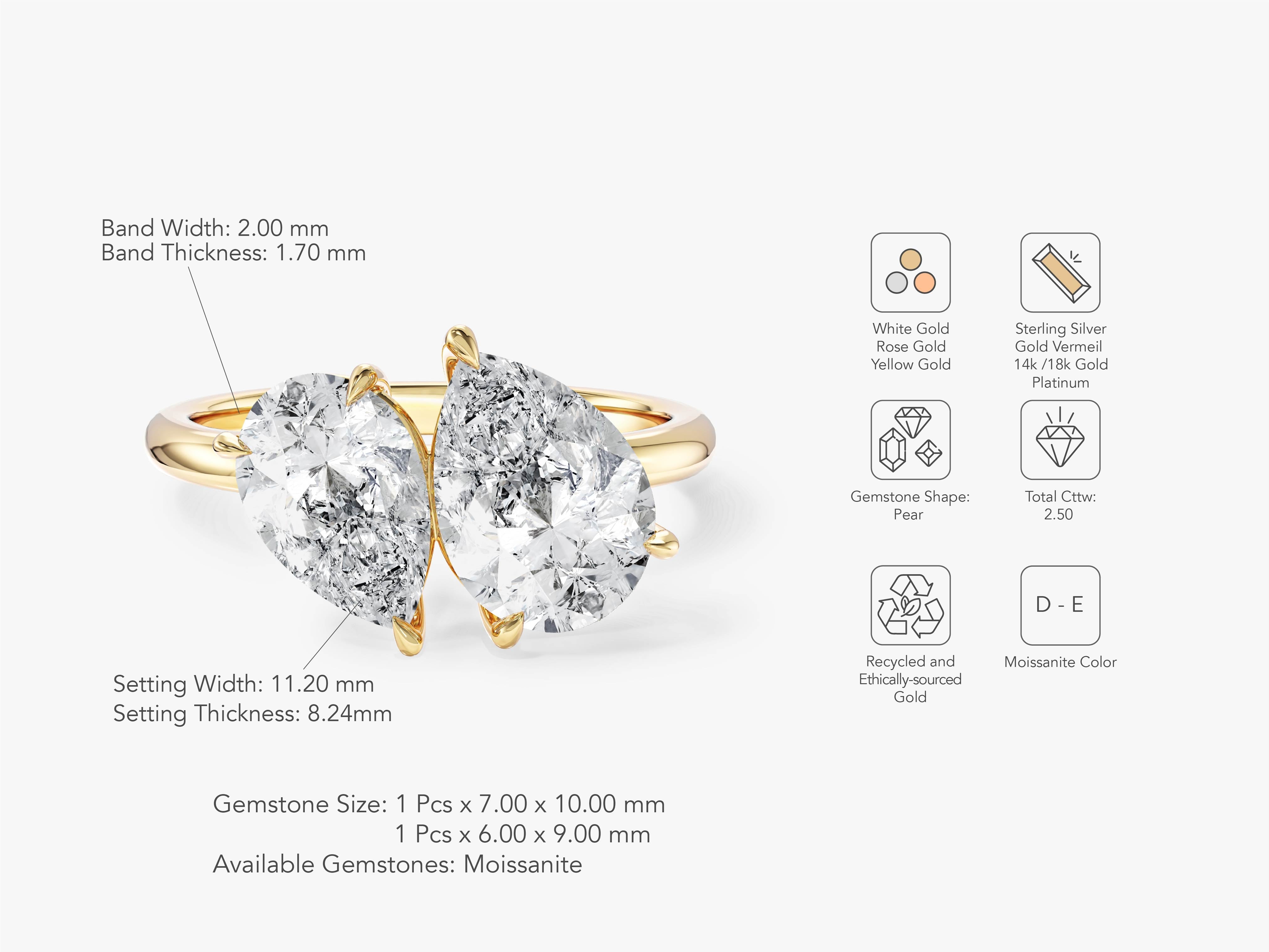 Pear and Pear Toi Et Moi Promise Ring