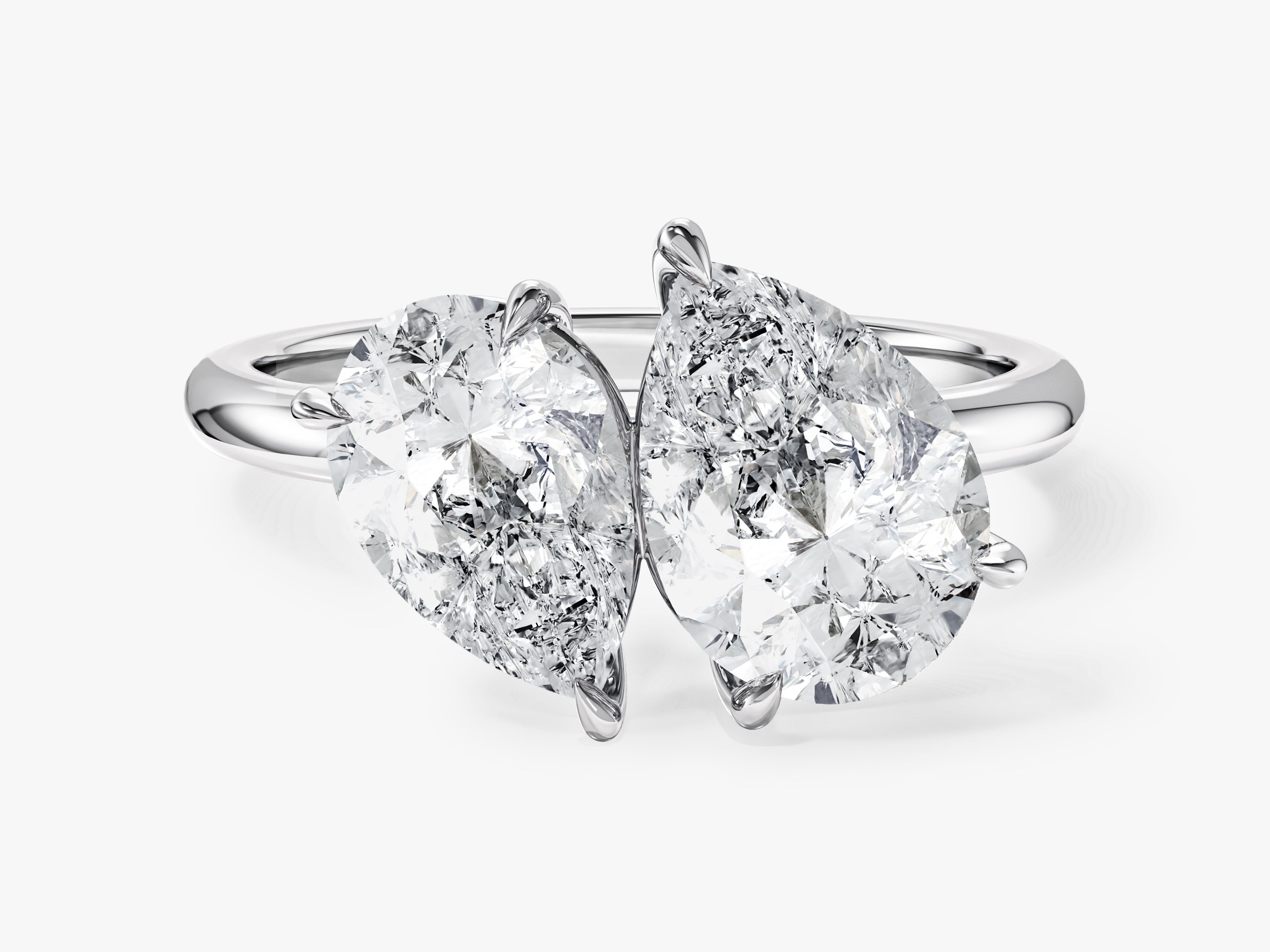 Pear Cut Moissanite Toi et Moi Engagement Ring