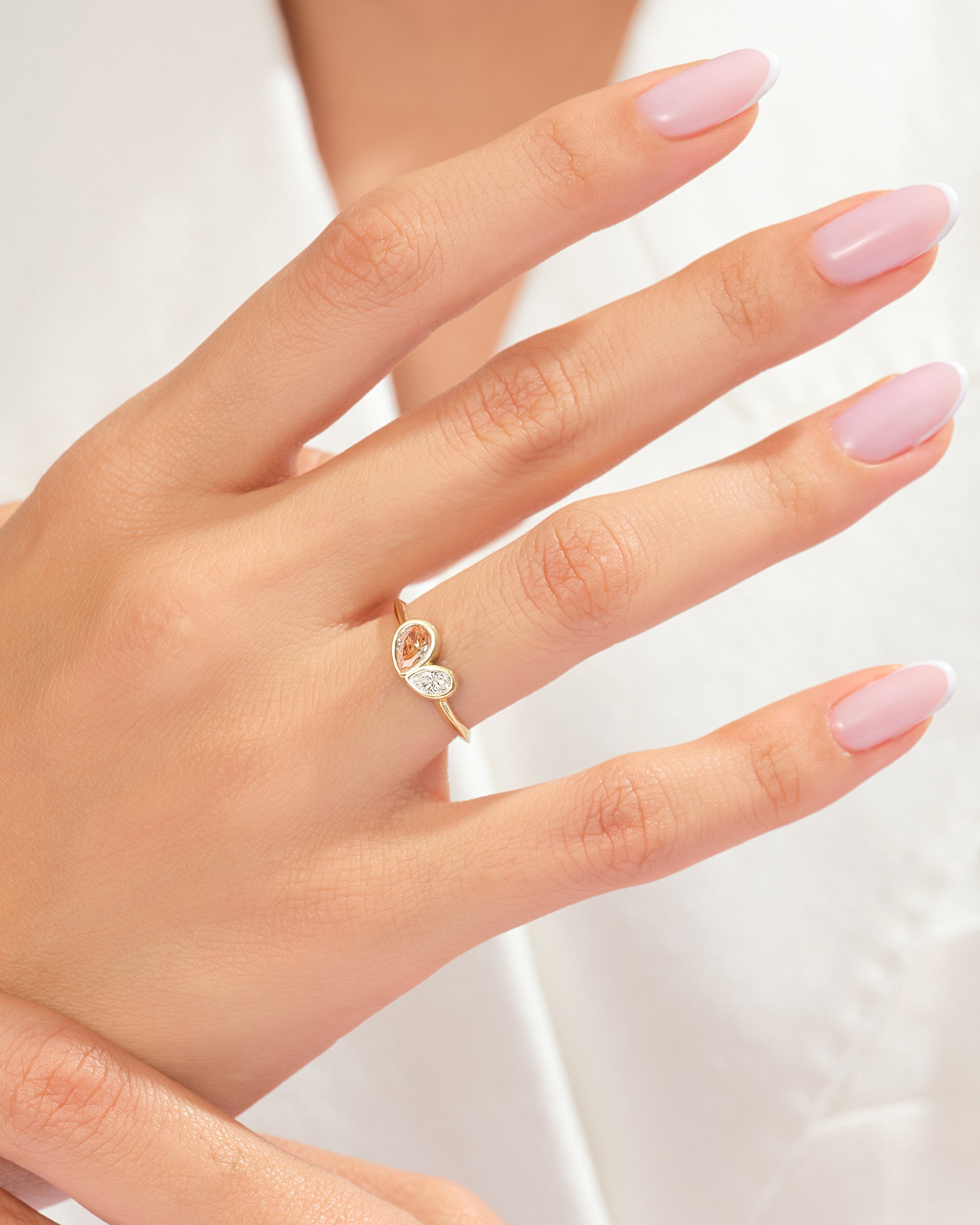 Bezel Set Pear Toi Et Moi Promise Ring