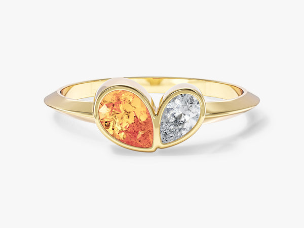 Bezel Set Pear Toi Et Moi Promise Ring