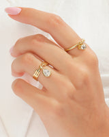 Initial Charm Birthstone Ring