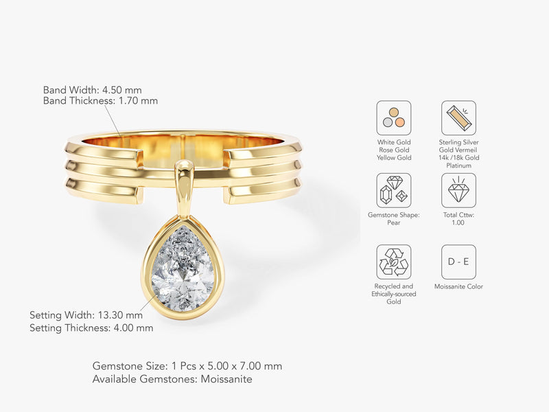 Pear Cut Charm Promise Ring