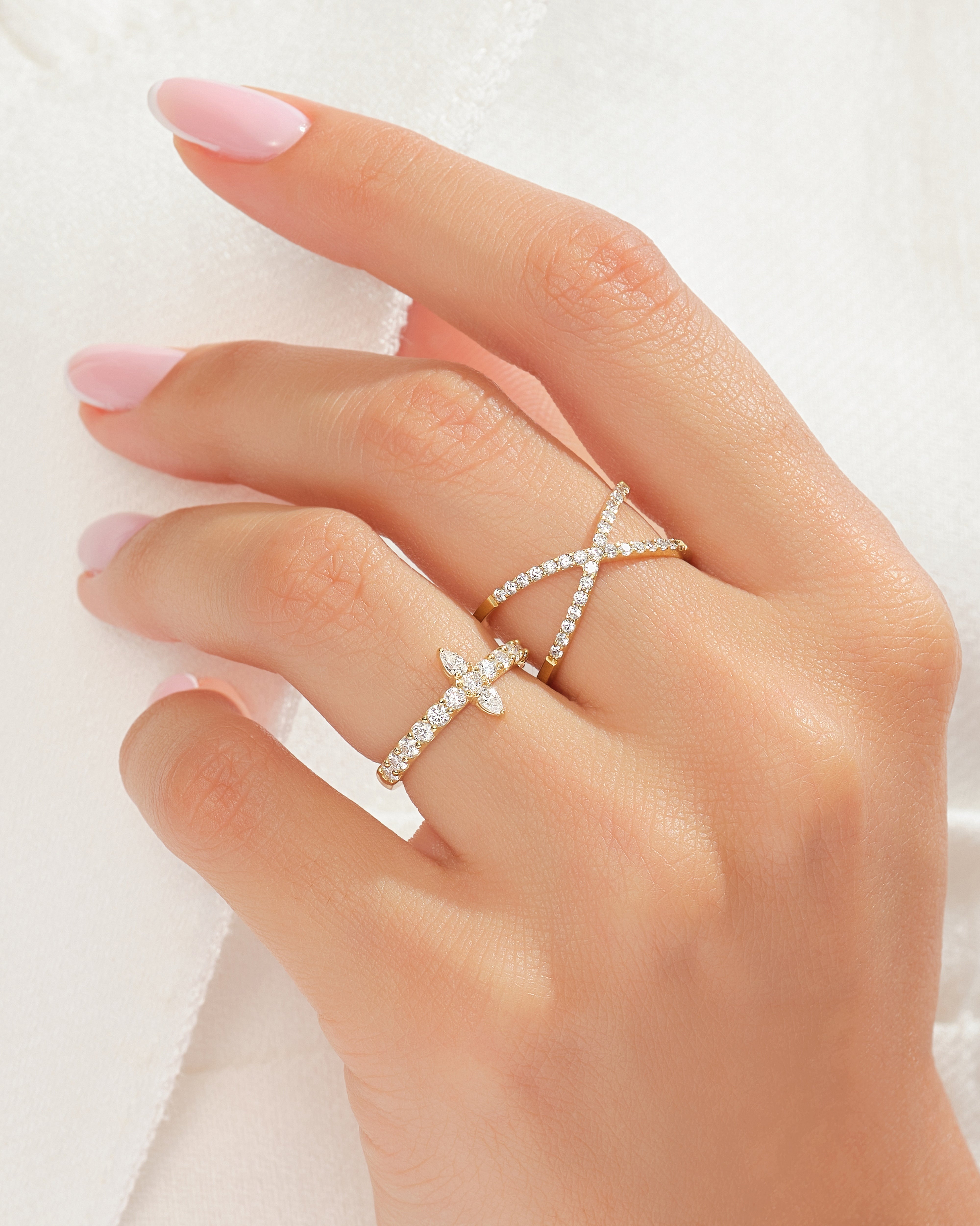 Cross Half-Eternity Promise Ring