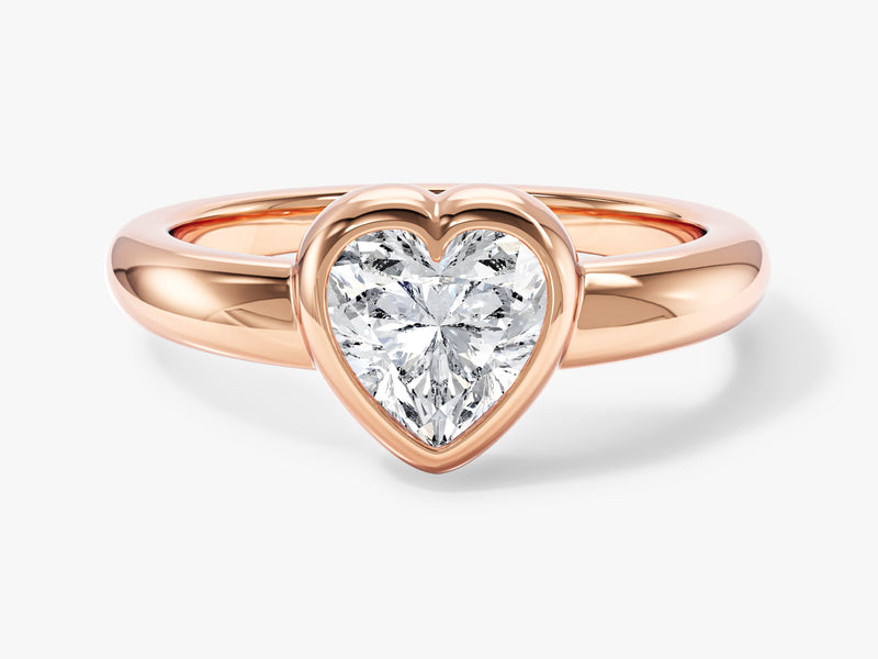 Dome Bezel Heart Natural Diamond Engagement Ring
