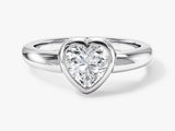 Dome Bezel Heart Lab Grown Diamond Engagement Ring
