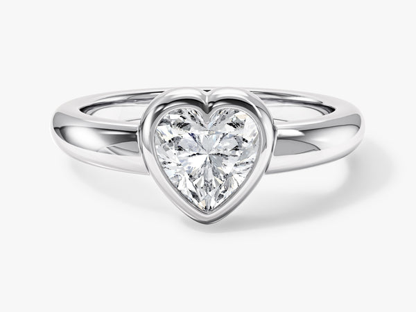 Dome Bezel Heart Natural Diamond Engagement Ring