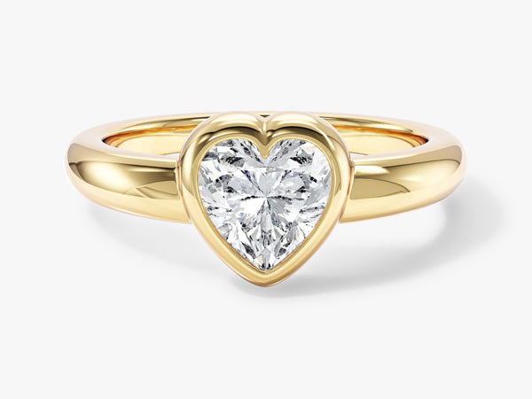 Dome Bezel Heart Moissanite Engagement Ring