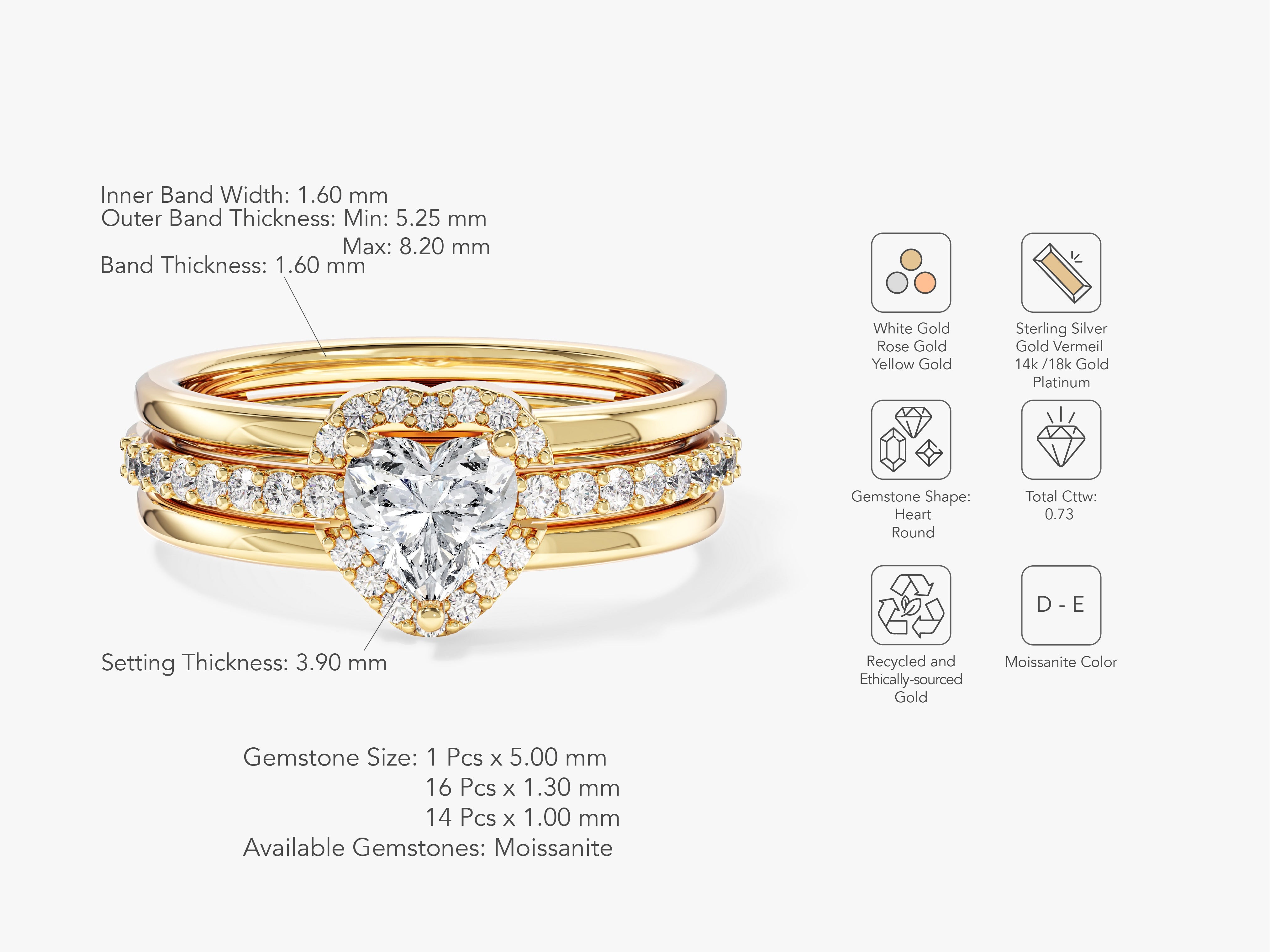 Trio Heart Moissanite Engagement Ring