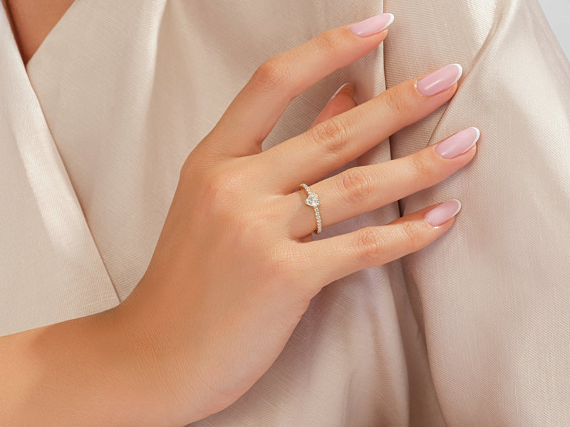 Trio Heart Natural Diamond Engagement Ring