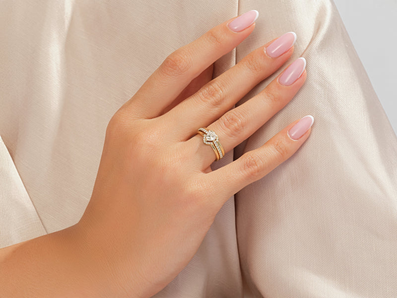 Trio Heart Lab Grown Diamond Engagement Ring