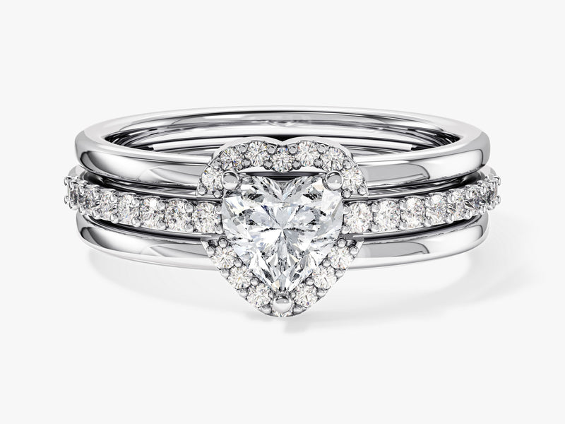 Trio Heart Lab Grown Diamond Engagement Ring