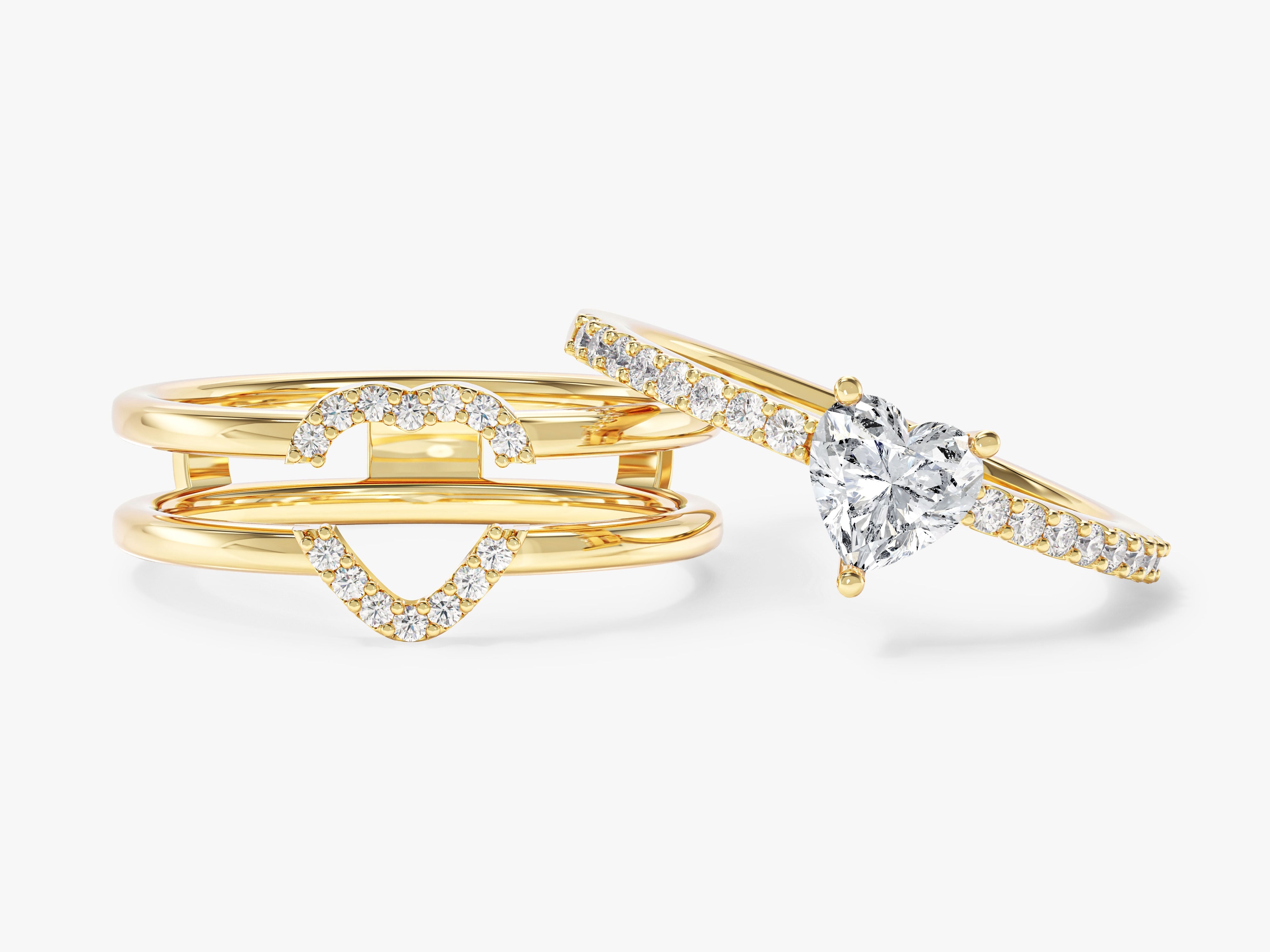 Triple Shank Heart Cut Promise Ring