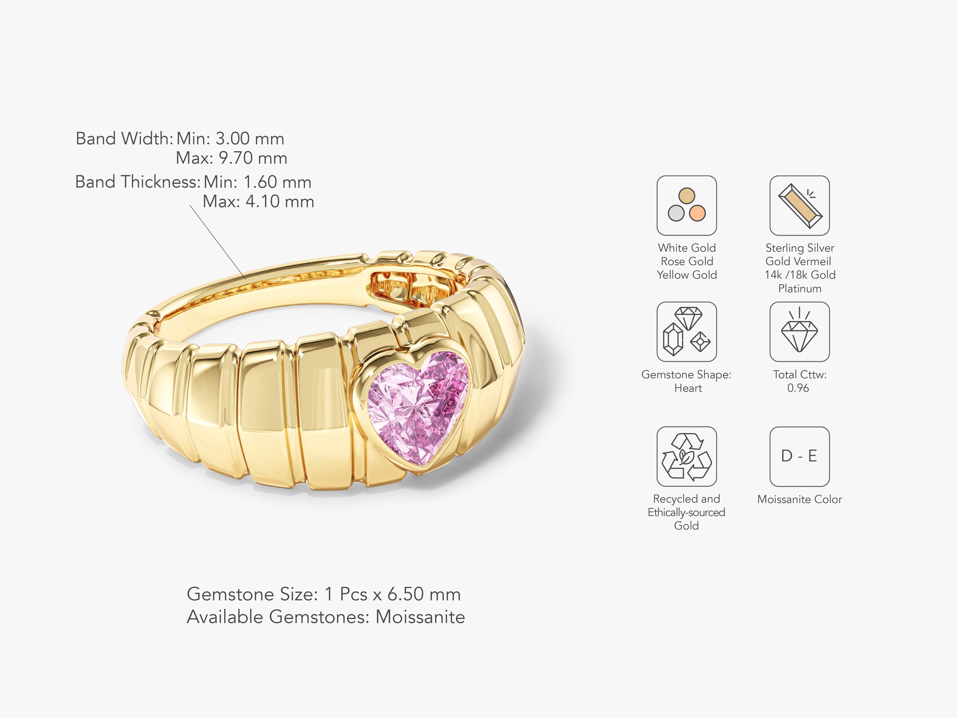 Bold Croissant Pink Heart Promise Ring