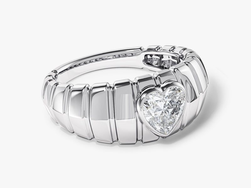 Dome Heart Natural Diamond Engagement Ring