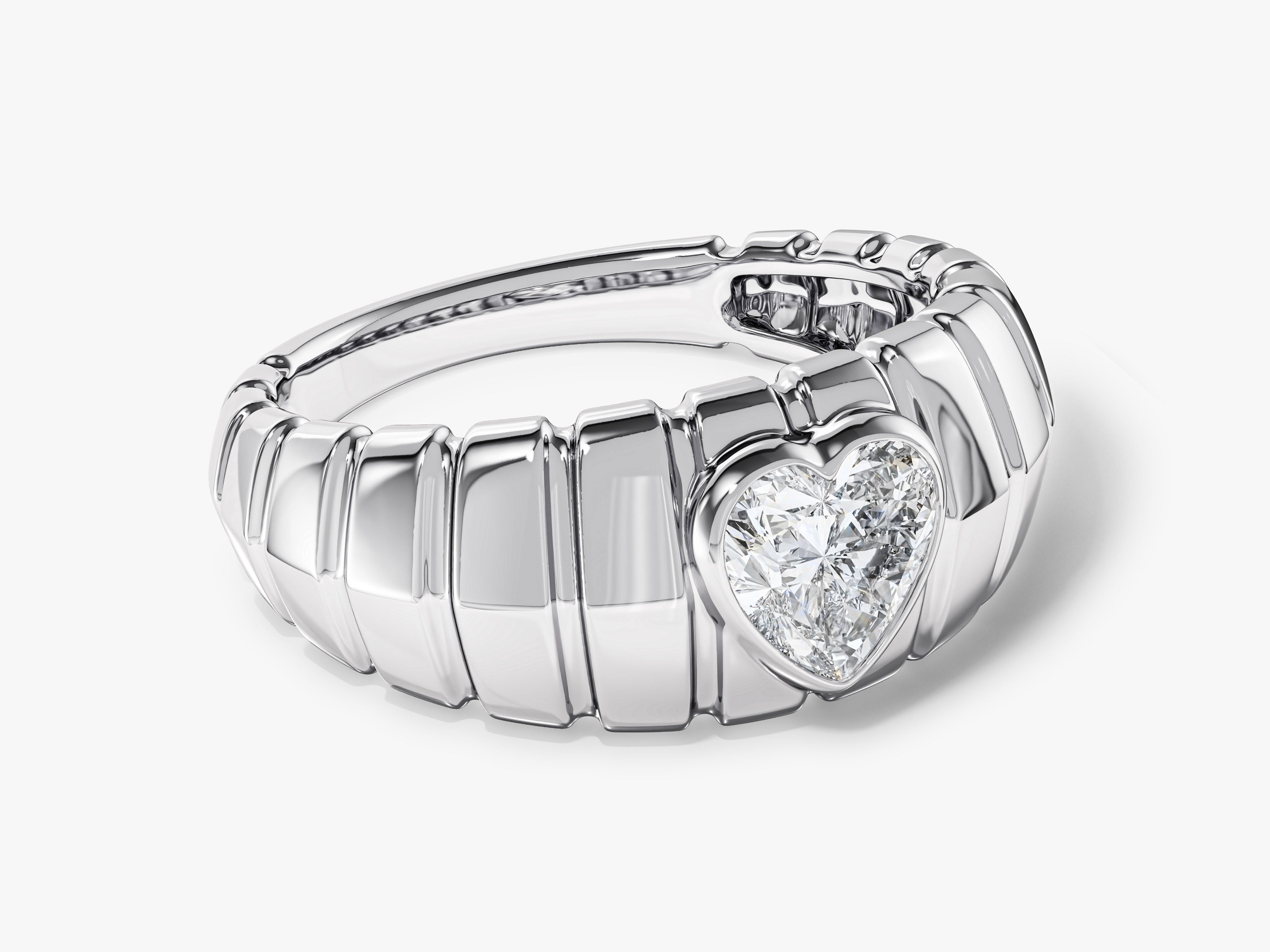 Dome Heart Moissanite Engagement Ring
