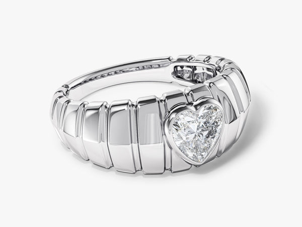 Dome Heart Moissanite Engagement Ring