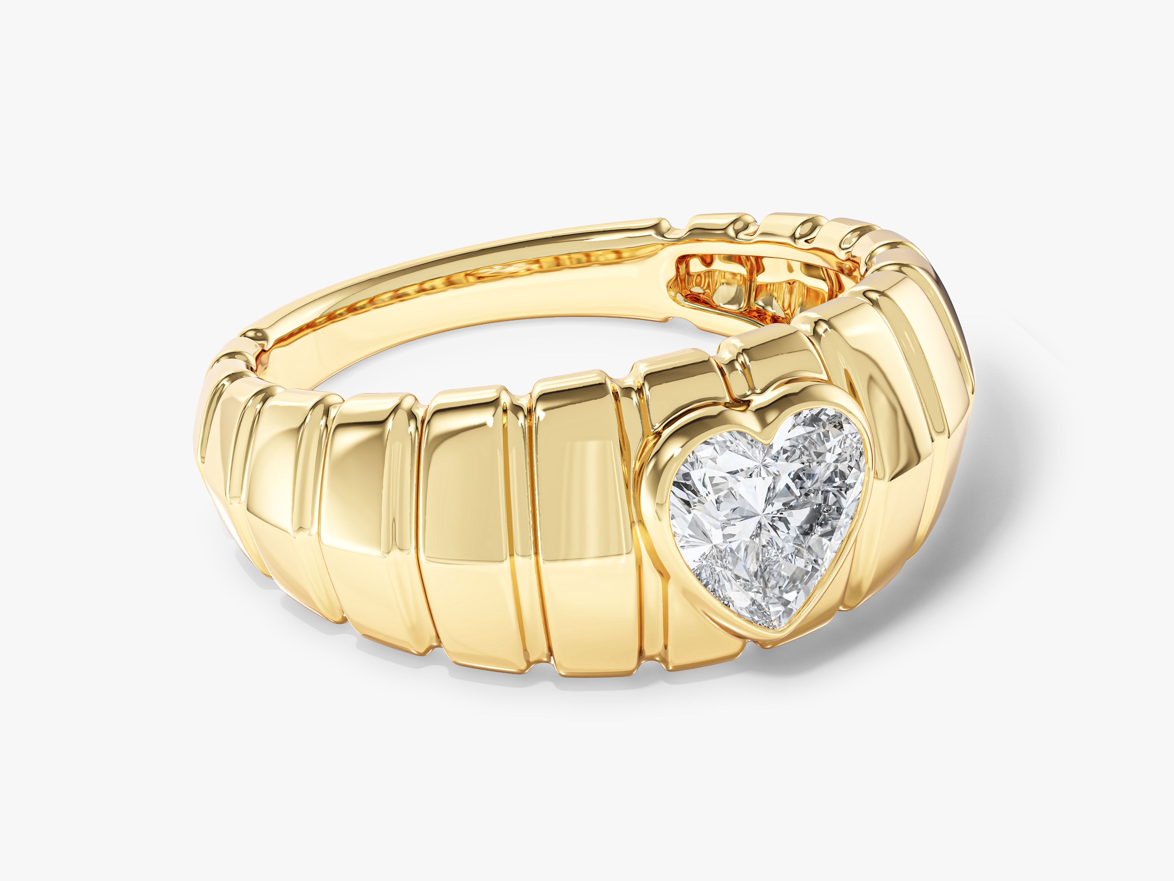 Dome Heart Lab Grown Diamond Engagement Ring
