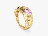 Bold Croissant Pink Heart Promise Ring