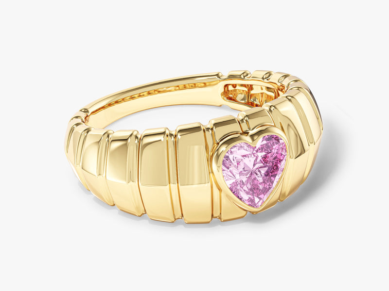 Bold Croissant Pink Heart Promise Ring