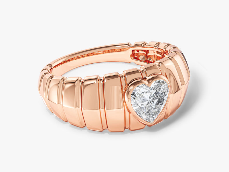 Bold Croissant Heart Cut Promise Ring