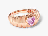 Bold Croissant Pink Heart Promise Ring