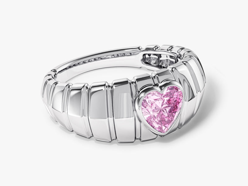 Bold Croissant Pink Heart Promise Ring