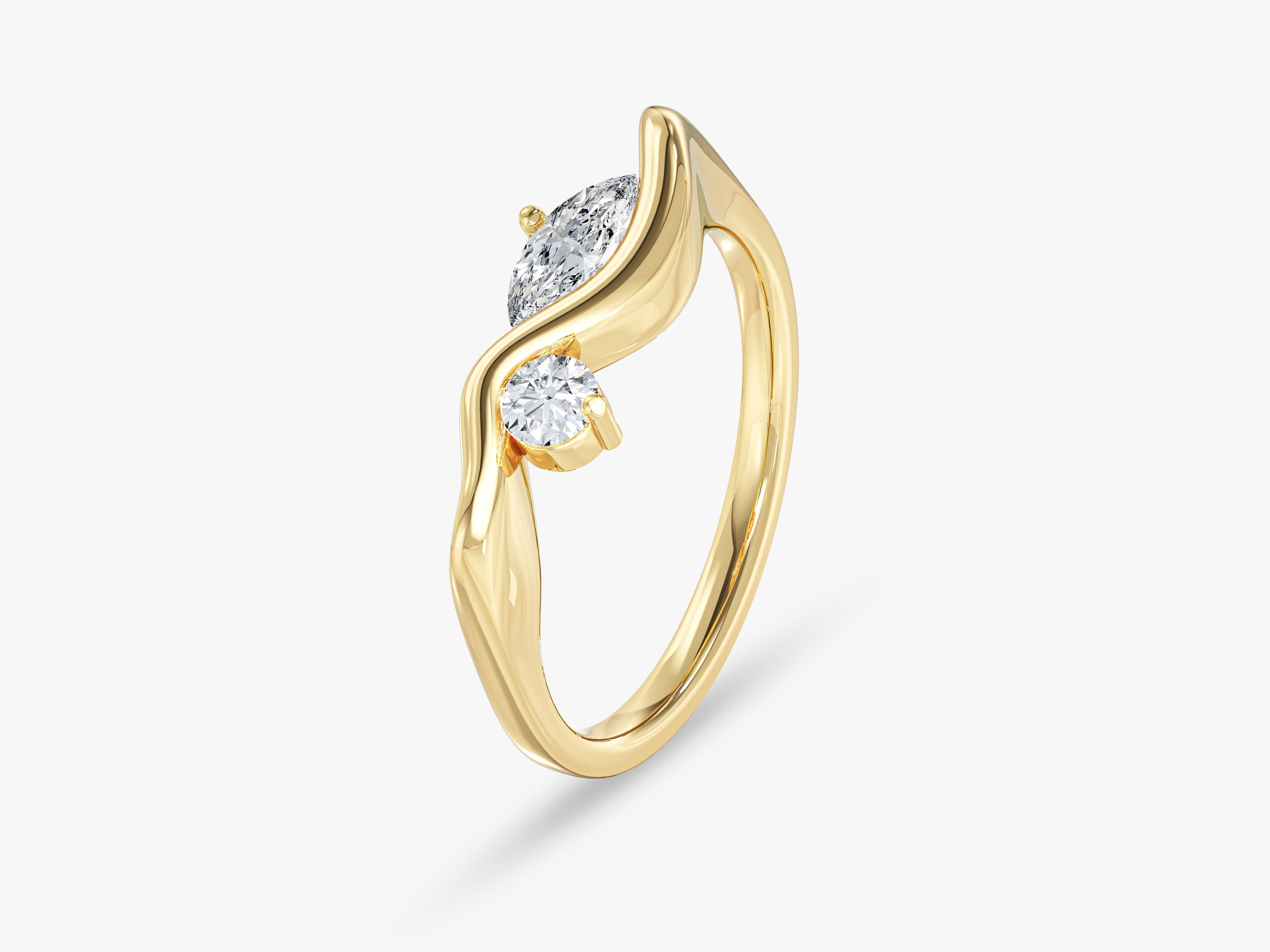 Pear and Round Wave Promise Ring