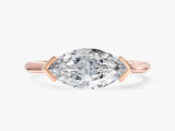 East-West Marquise Natural Diamond Engagement Ring