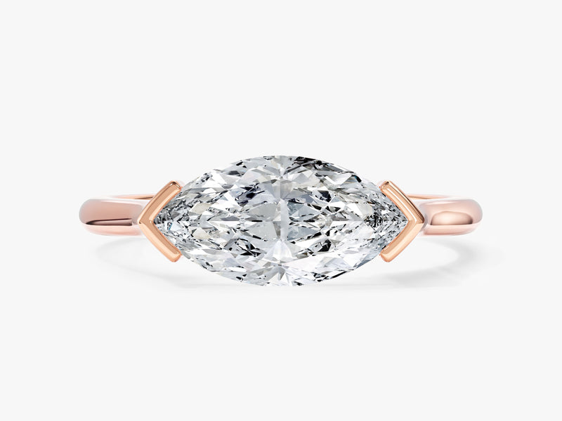 East-West Marquise Natural Diamond Engagement Ring