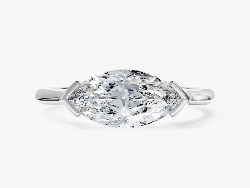 East-West Marquise Lab Grown Diamond Engagement Ring