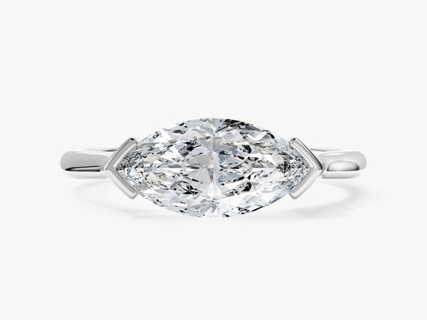 East-West Marquise Natural Diamond Engagement Ring