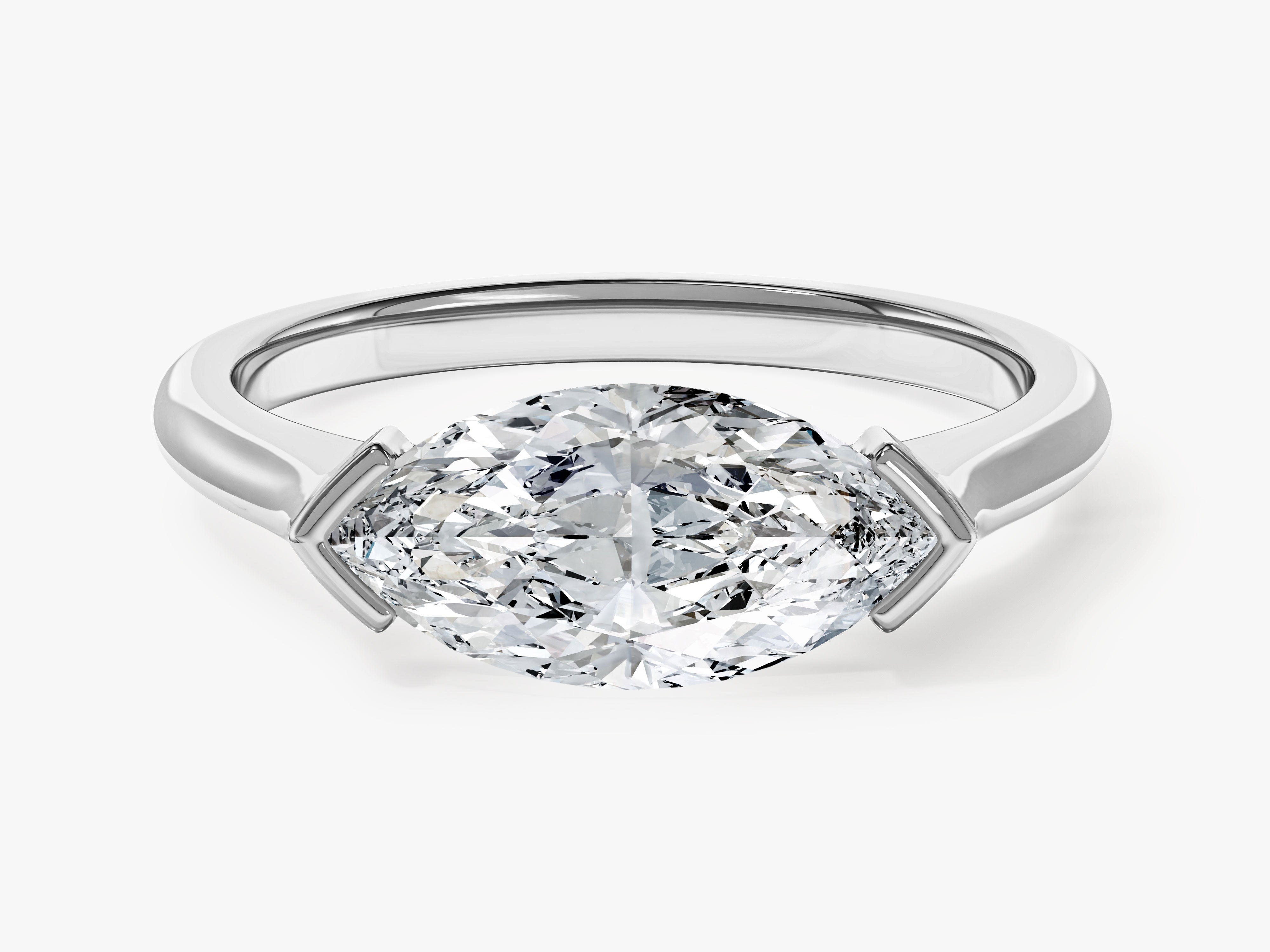 East-West Marquise Moissanite Engagement Ring