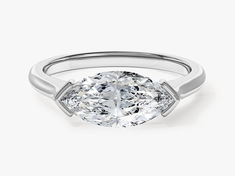 East-West Marquise Moissanite Engagement Ring