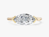 East-West Marquise Natural Diamond Engagement Ring