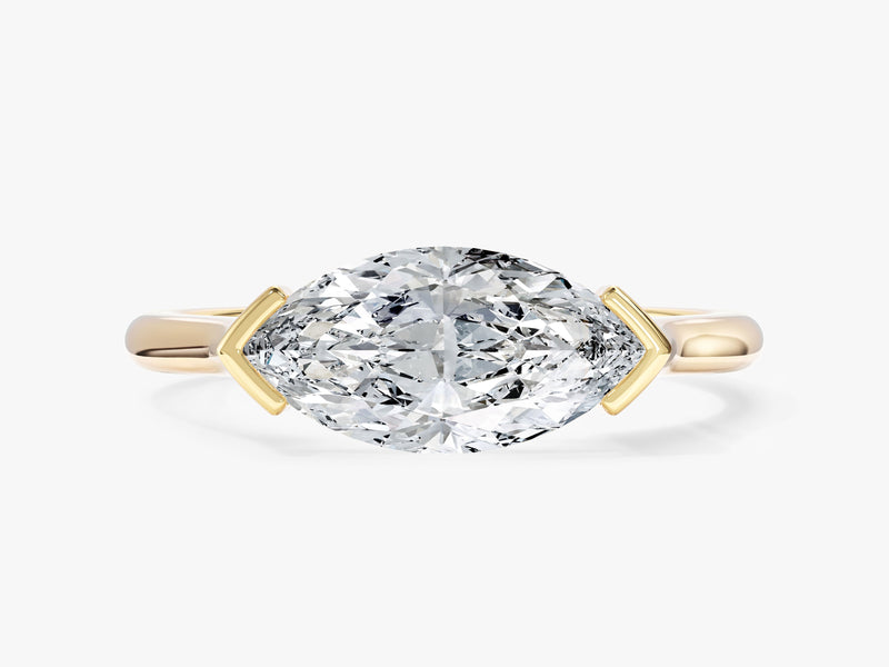 East-West Marquise Moissanite Engagement Ring