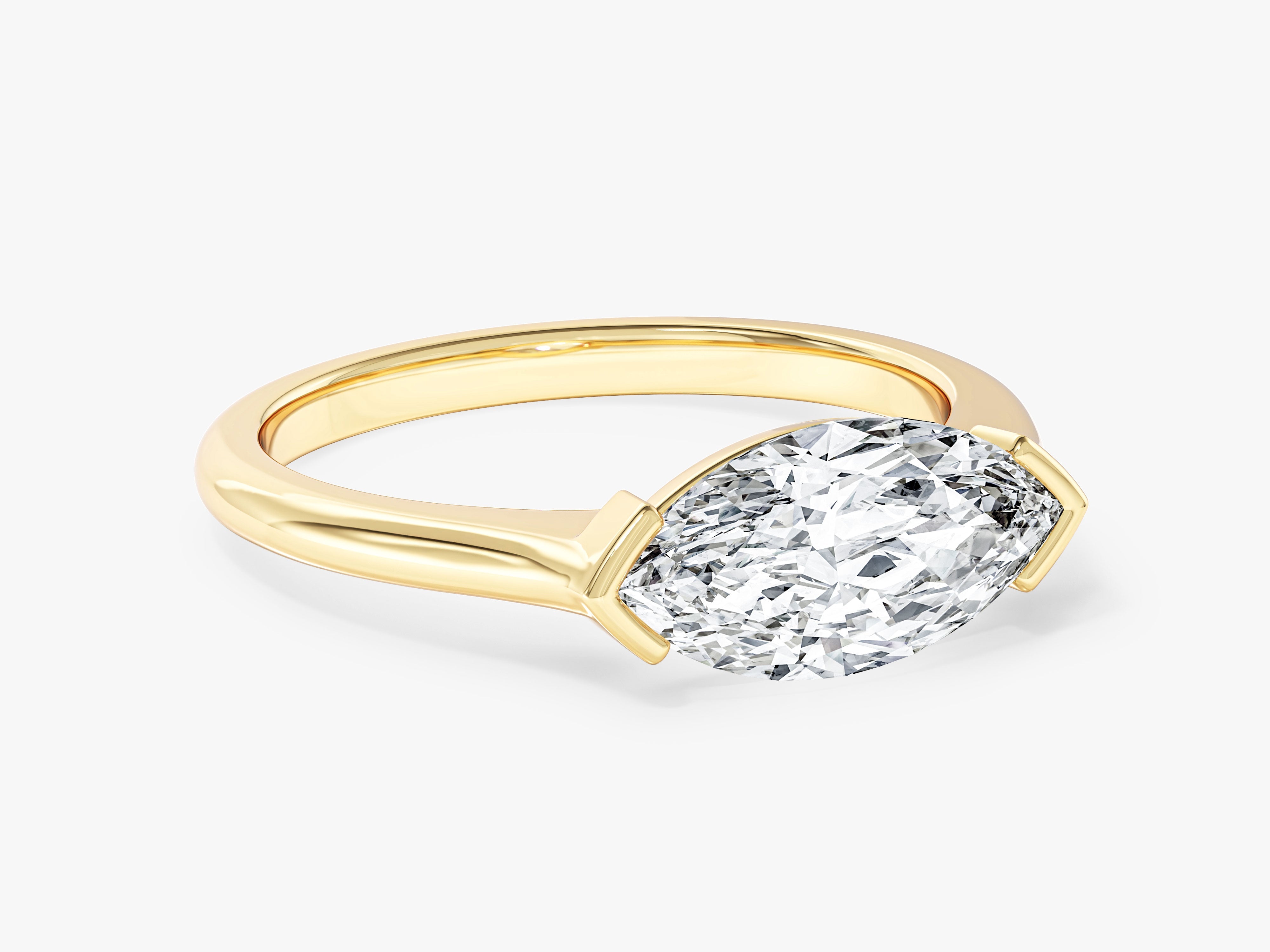 East-West Marquise Natural Diamond Engagement Ring