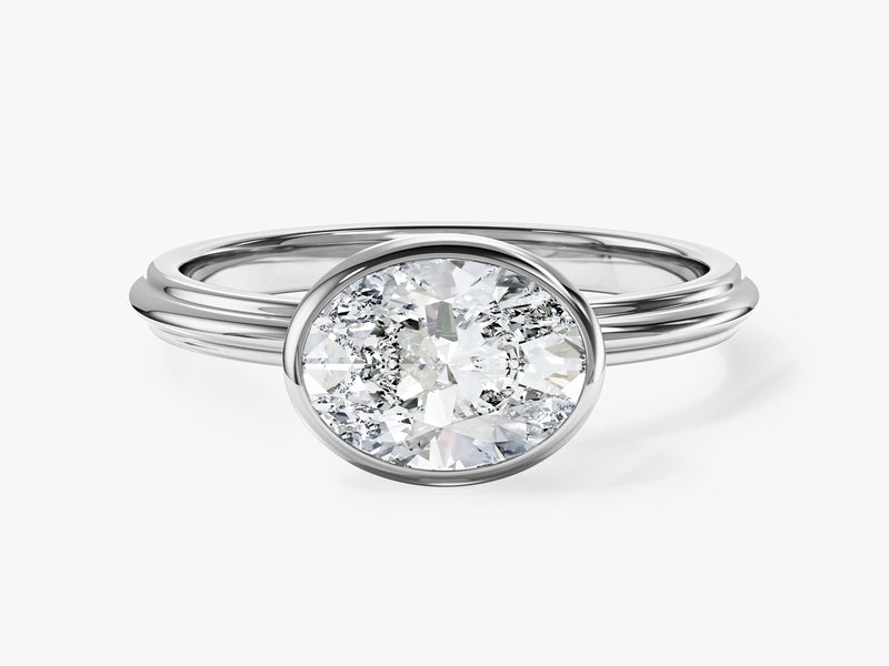 East-West Oval Lab Grown Diamond Engagement Ring
