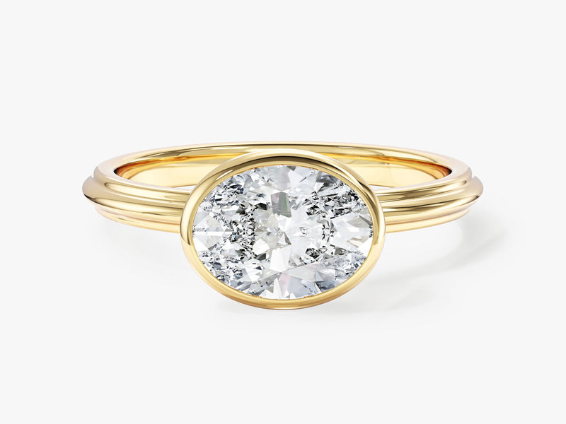 East-West Oval Natural Diamond Engagement Ring