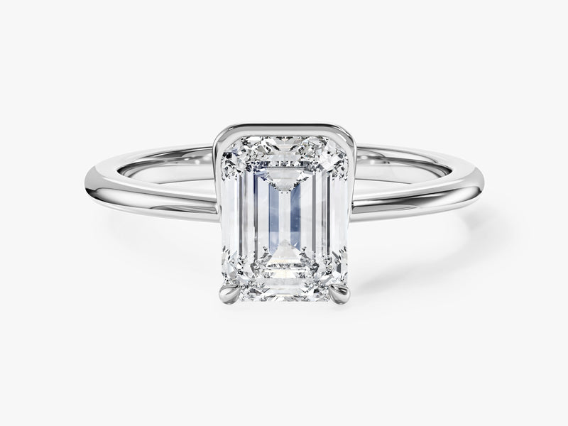 Solo Emerald Cut Natural Diamond Engagement Ring