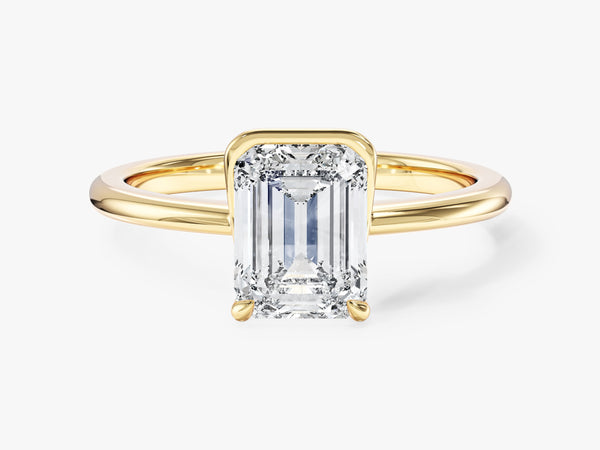 Solo Emerald Cut Natural Diamond Engagement Ring