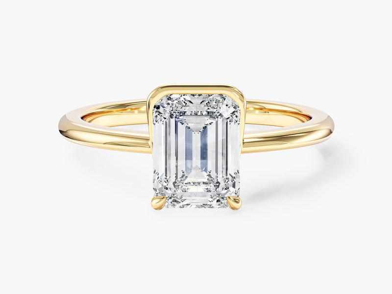 Solo Emerald Cut Natural Diamond Engagement Ring