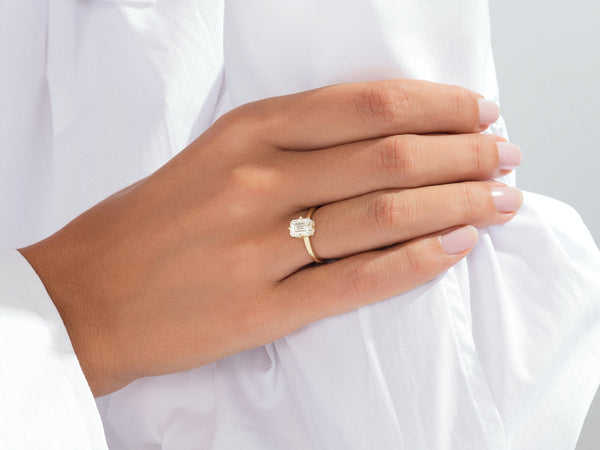 Flat Band Radiant Cut Lab Grown Diamond Engagement Ring