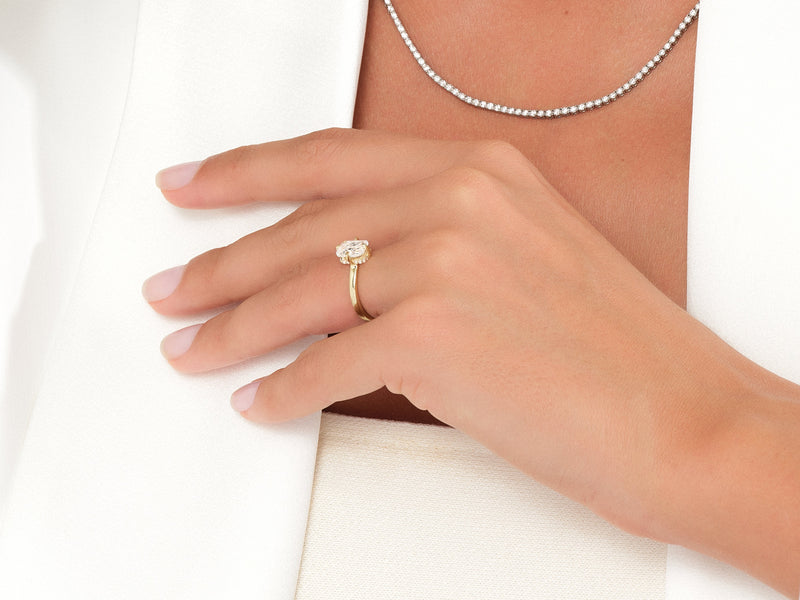 Flat Band Radiant Cut Lab Grown Diamond Engagement Ring