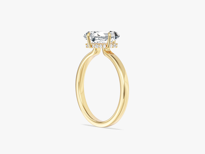 Flat Band Radiant Cut Natural Diamond Engagement Ring