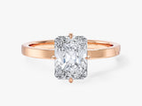 Flat Band Radiant Cut Moissanite Engagement Ring