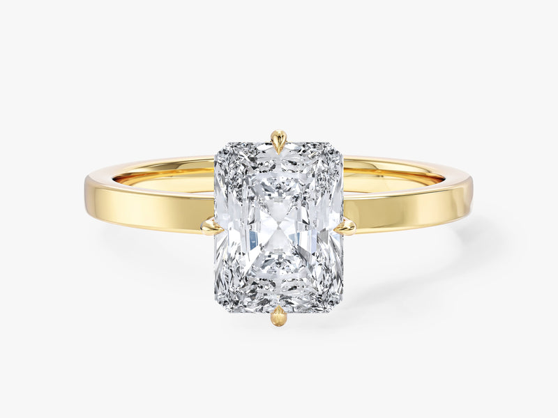 Flat Band Radiant Cut Lab Grown Diamond Engagement Ring
