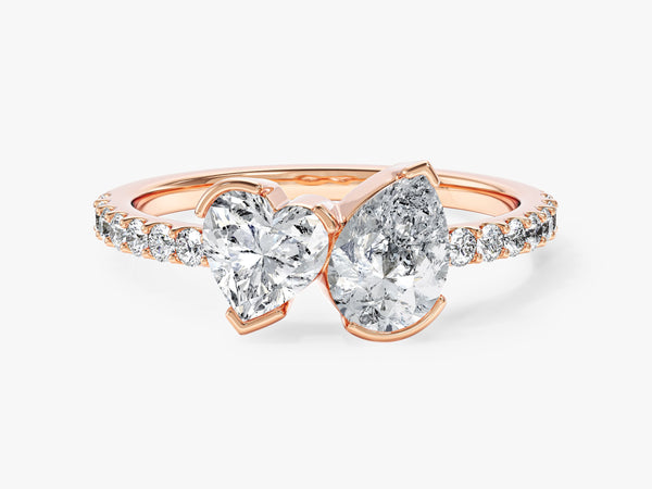 Heart and Pear Cut Natural Diamond Engagement Ring