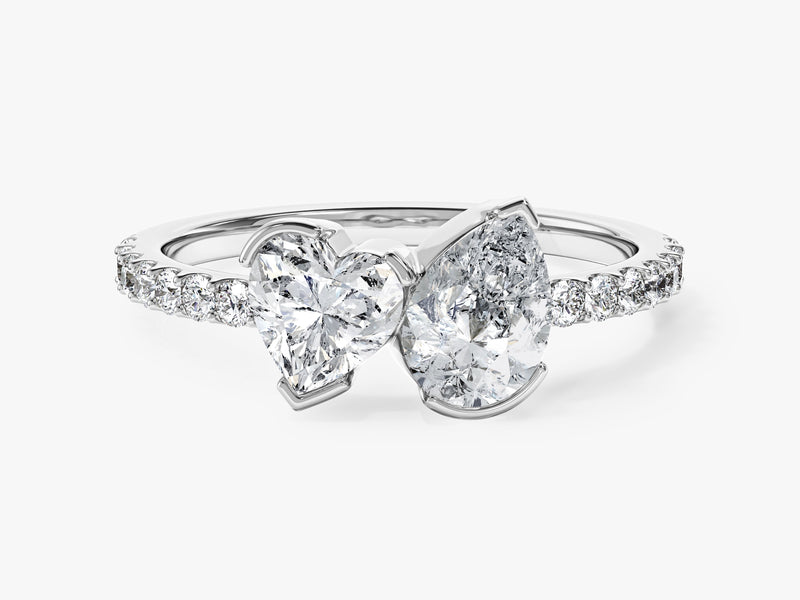 Heart and Pear Cut Natural Diamond Engagement Ring